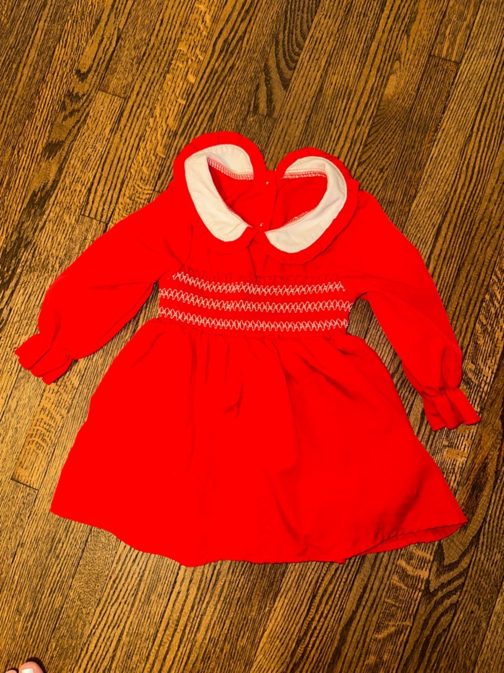 Shein Red Smocked Long Sleeve Dress